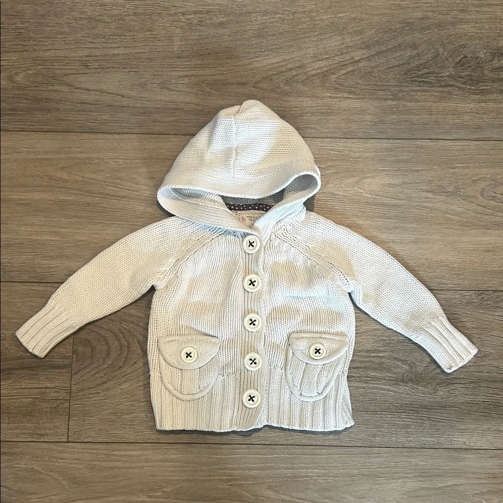 Old Navy Cream Hooded Button-Up Sweater Cardigan Size 12-18 months